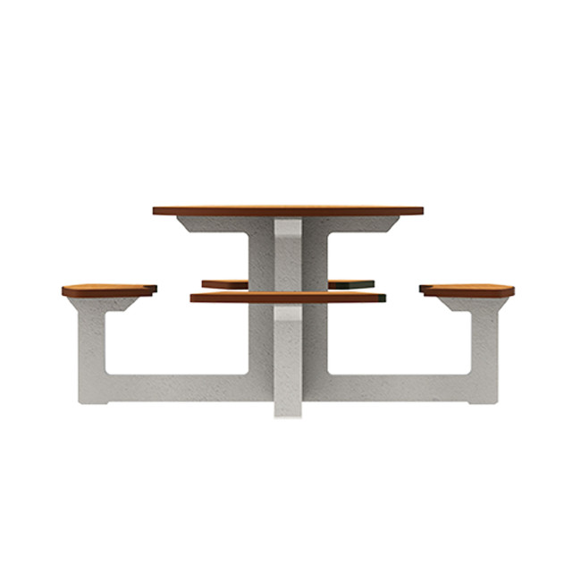 Round Table + Built-in 4-seater Concrete Rolia / Metal / HPL - Sandblazing White / Anthracite 7016 / Clear Chene