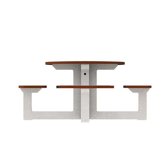 Round Table + Built-in 4-seater Concrete Rolia / Metal / HPL - Sandblazing White / Anthracite 7016 / Clear Chene