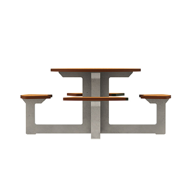 Round Table + Built-in 4-seater Concrete Rolia / Metal / HPL - Sandblazing White / Anthracite 7016 / Clear Chene