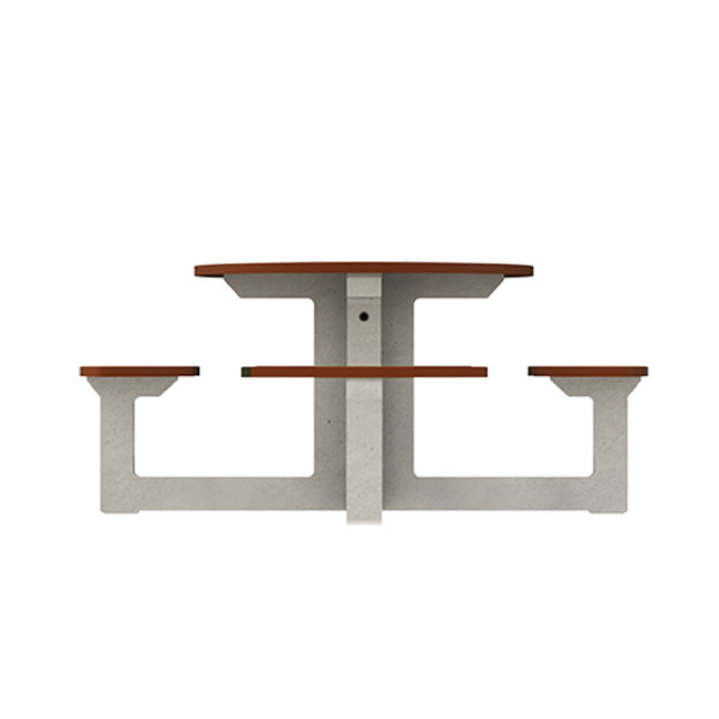 Round Table + Built-in 4-seater Concrete Rolia / Metal / HPL - Sandblazing White / Anthracite 7016 / Clear Chene
