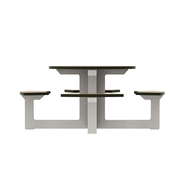 Round Table + Built-in 4-seater Concrete Rolia / Metal / HPL - Sandblazing White / Anthracite 7016 / Clear Chene