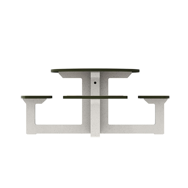 Round Table + Built-in 4-seater Concrete Rolia / Metal / HPL - Sandblazing White / Anthracite 7016 / Clear Chene