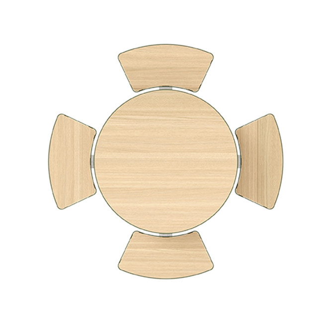 Round Table + Built-in 4-seater Concrete Rolia / Metal / HPL - Sandblazing White / Anthracite 7016 / Clear Chene
