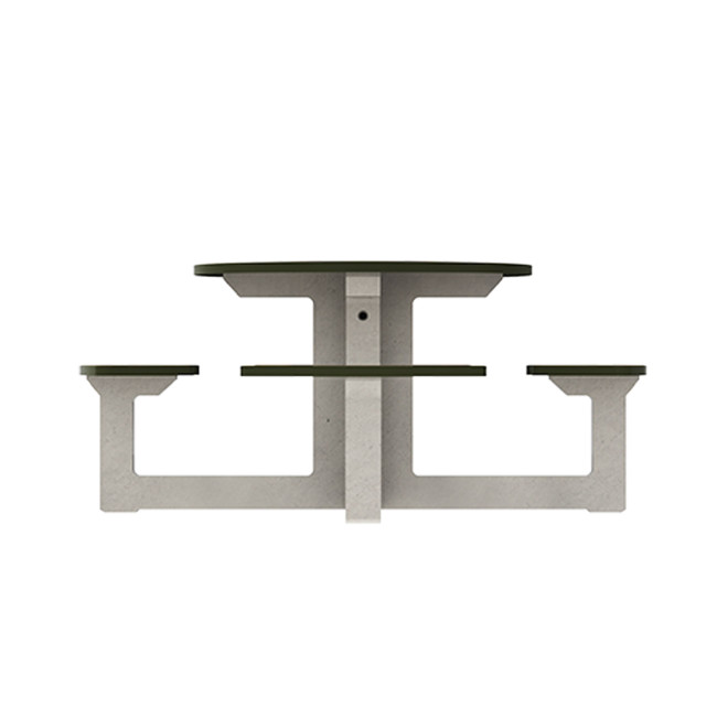 Round Table + Built-in 4-seater Concrete Rolia / Metal / HPL - Sandblazing White / Anthracite 7016 / Clear Chene