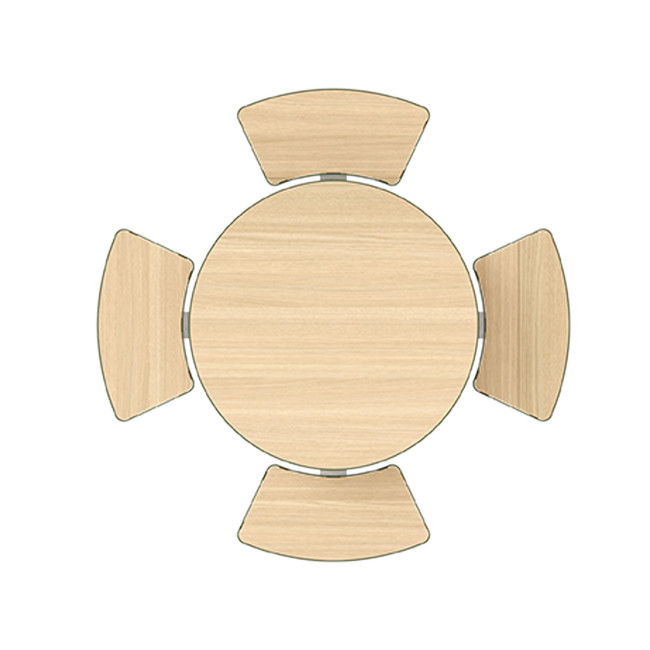Round Table + Built-in 4-seater Concrete Rolia / Metal / HPL - Sandblazing White / Anthracite 7016 / Clear Chene