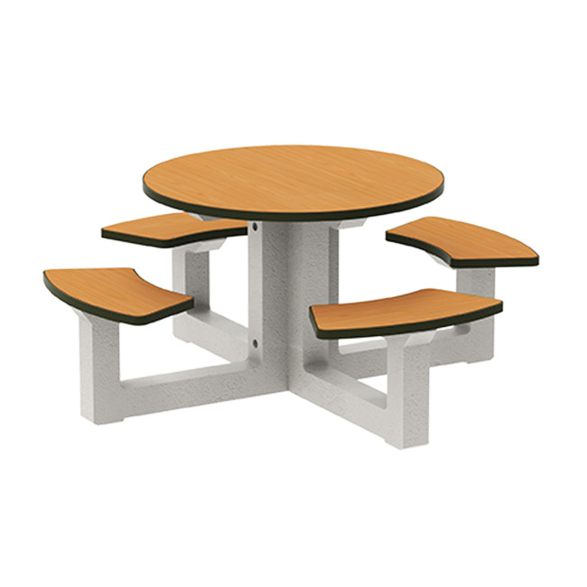 Round Table + Built-in 4-seater Concrete Rolia / Metal / HPL - Sandblazing White / Anthracite 7016 / Clear Chene