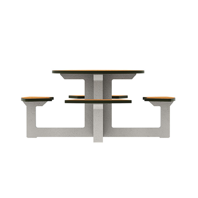 Round Table + Built-in 4-seater Concrete Rolia / Metal / HPL - Sandblazing White / Anthracite 7016 / Clear Chene