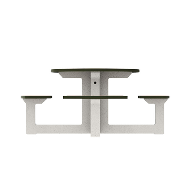 Round Table + Built-in 4-seater Concrete Rolia / Metal / HPL - Sandblazing White / Anthracite 7016 / Clear Chene