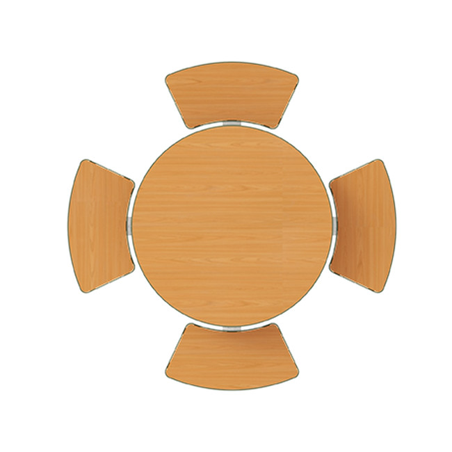Round Table + Built-in 4-seater Concrete Rolia / Metal / HPL - Sandblazing White / Anthracite 7016 / Clear Chene
