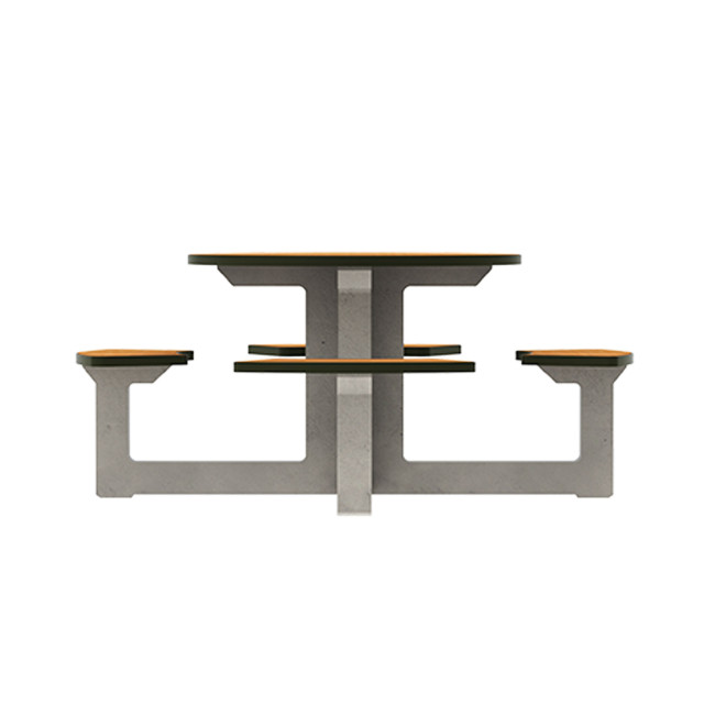 Round Table + Built-in 4-seater Concrete Rolia / Metal / HPL - Sandblazing White / Anthracite 7016 / Clear Chene