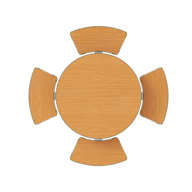 Round Table + Built-in 4-seater Concrete Rolia / Metal / HPL - Sandblazing White / Anthracite 7016 / Clear Chene