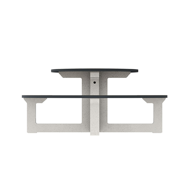 Round Table + Built-in Block 3 + 1 Seater Rolia PMR Concrete / Metal / HPL - Sandy White / Anthracite 7016 / Clear Chene