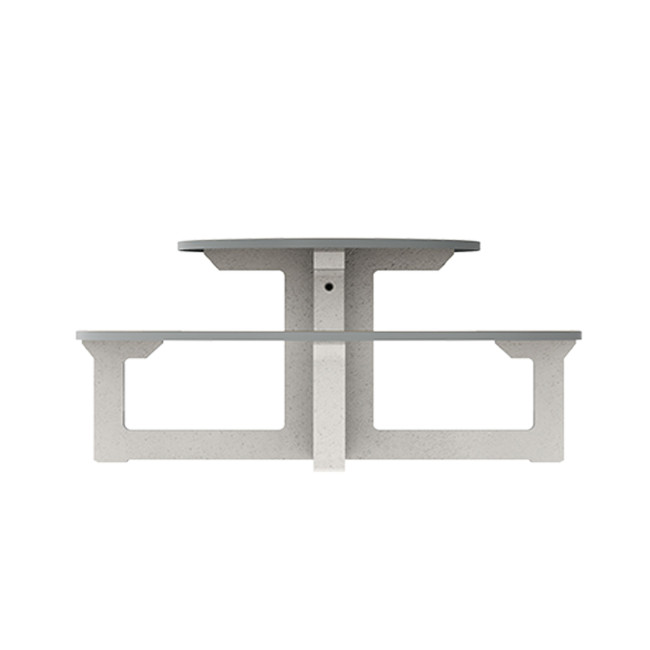 Round Table + Built-in Block 3 + 1 Seater Rolia PMR Concrete / Metal / HPL - Sandy White / Anthracite 7016 / Clear Chene