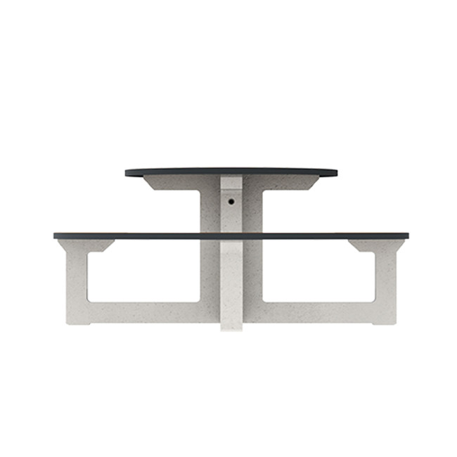 Round Table + Built-in Block 3 + 1 Seater Rolia PMR Concrete / Metal / HPL - Sandy White / Anthracite 7016 / Clear Chene