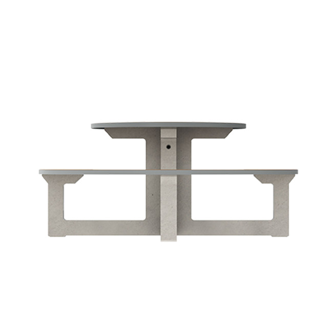 Round Table + Built-in Block 3 + 1 Seater Rolia PMR Concrete / Metal / HPL - Sandy White / Anthracite 7016 / Clear Chene