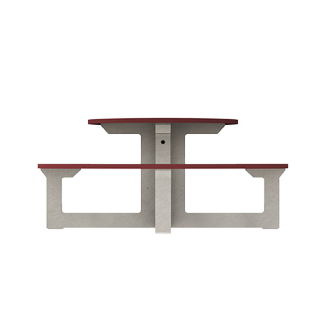 Round Table + Built-in Block 3 + 1 Seater Rolia PMR Concrete / Metal / HPL - Sandy White / Anthracite 7016 / Clear Chene
