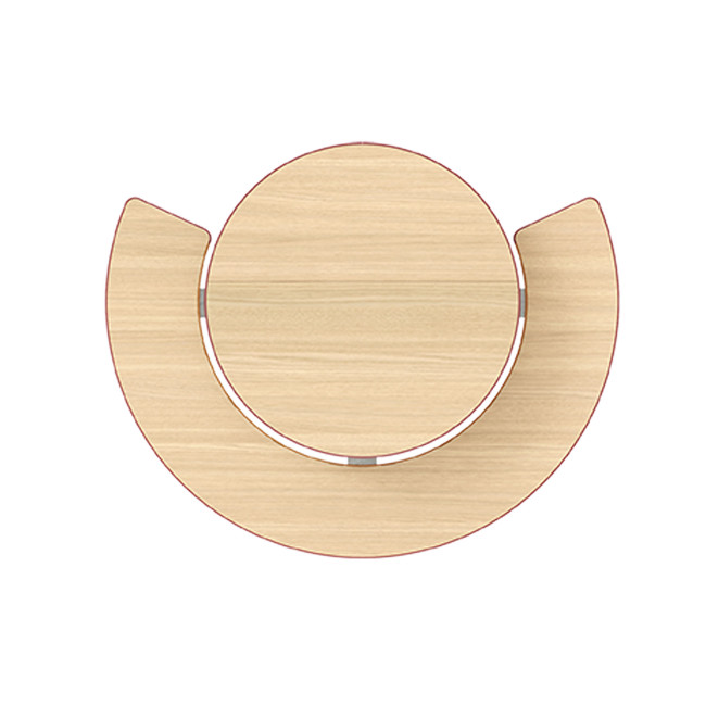 Round Table + Built-in Block 3 + 1 Seater Rolia PMR Concrete / Metal / HPL - Sandy White / Anthracite 7016 / Clear Chene