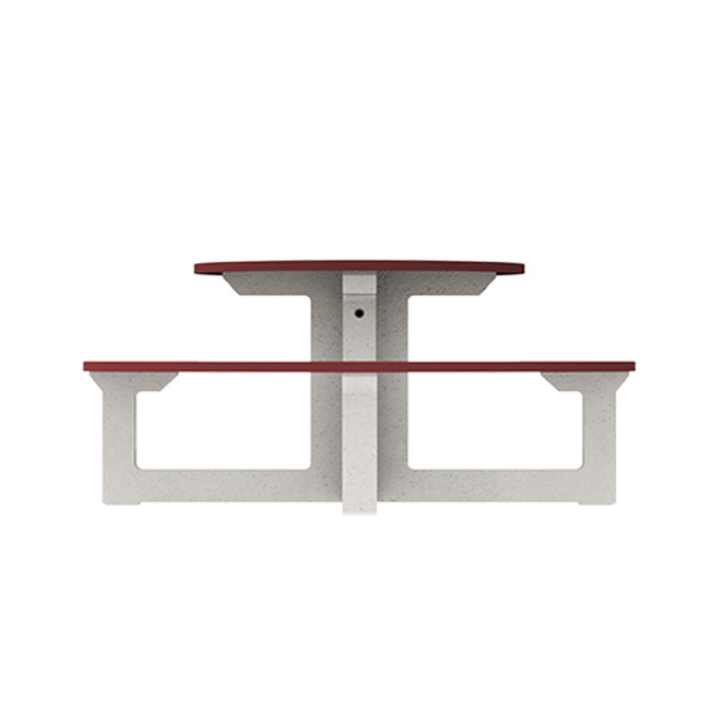 Round Table + Built-in Block 3 + 1 Seater Rolia PMR Concrete / Metal / HPL - Sandy White / Anthracite 7016 / Clear Chene