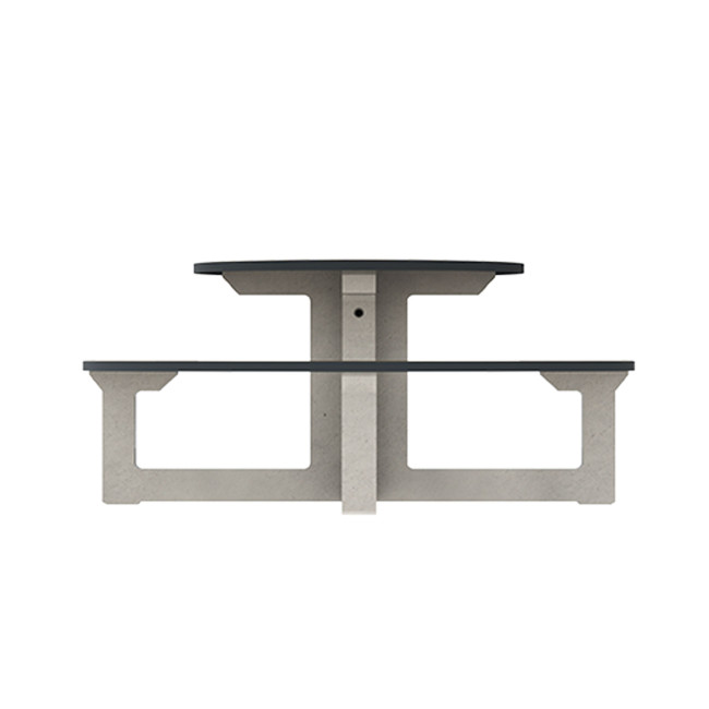 Round Table + Built-in Block 3 + 1 Seater Rolia PMR Concrete / Metal / HPL - Sandy White / Anthracite 7016 / Clear Chene