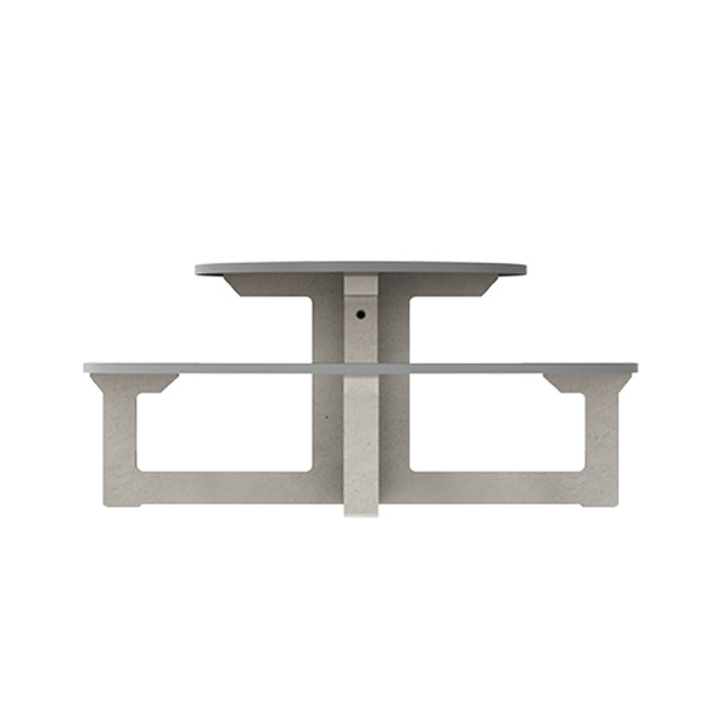Round Table + Built-in Block 3 + 1 Seater Rolia PMR Concrete / Metal / HPL - Sandy White / Anthracite 7016 / Clear Chene