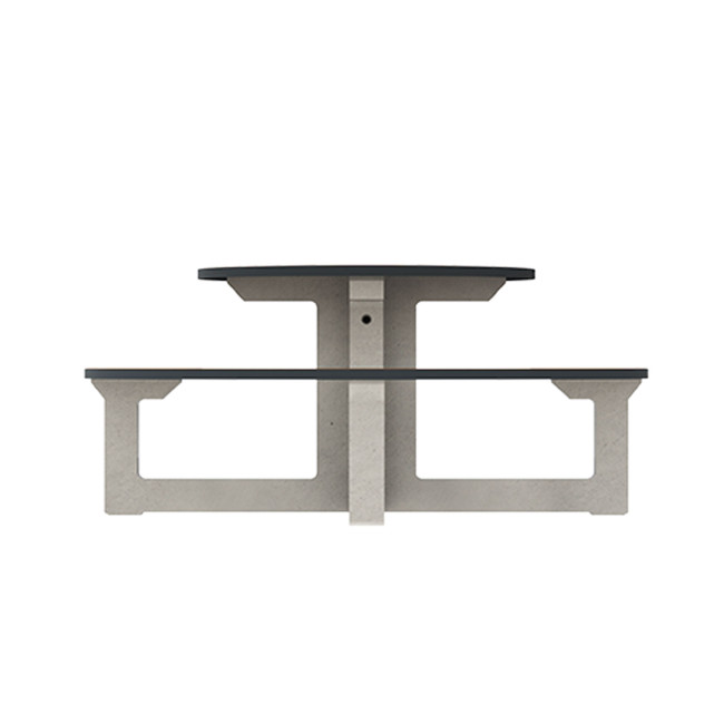 Round Table + Built-in Block 3 + 1 Seater Rolia PMR Concrete / Metal / HPL - Sandy White / Anthracite 7016 / Clear Chene