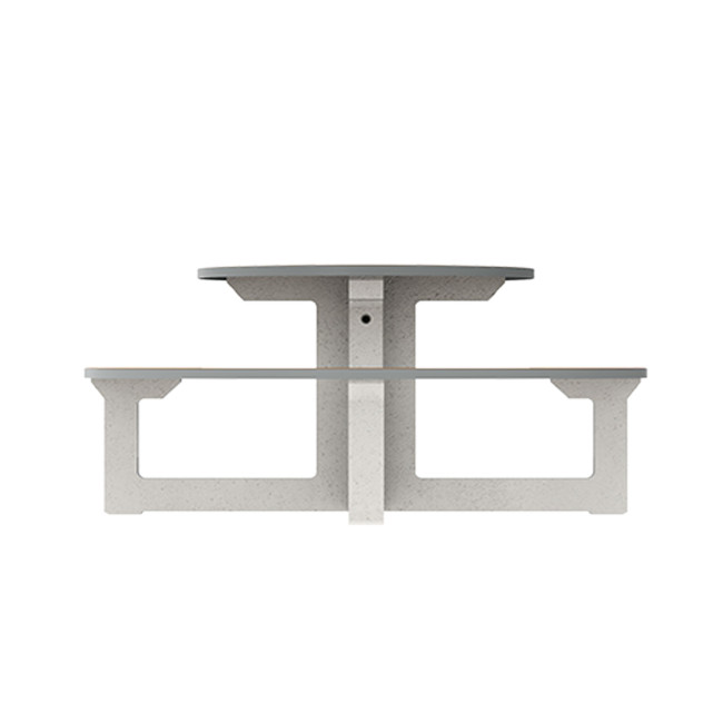 Round Table + Built-in Block 3 + 1 Seater Rolia PMR Concrete / Metal / HPL - Sandy White / Anthracite 7016 / Clear Chene