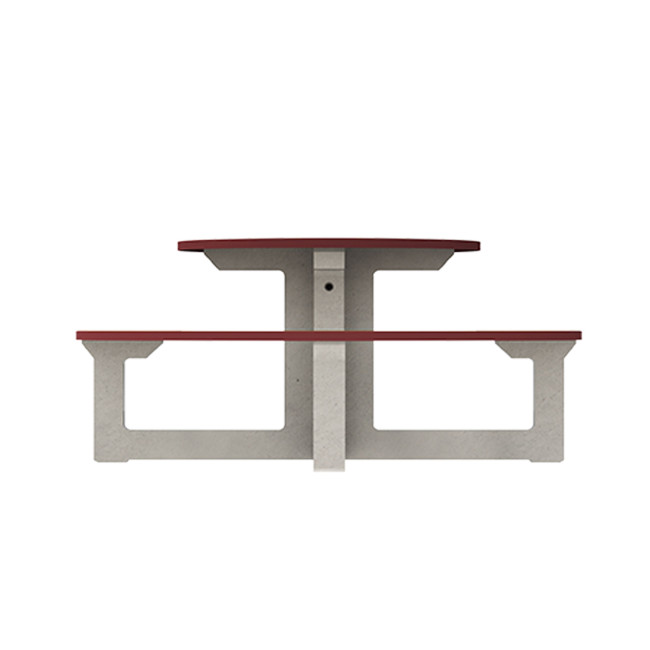 Round Table + Built-in Block 3 + 1 Seater Rolia PMR Concrete / Metal / HPL - Sandy White / Anthracite 7016 / Clear Chene