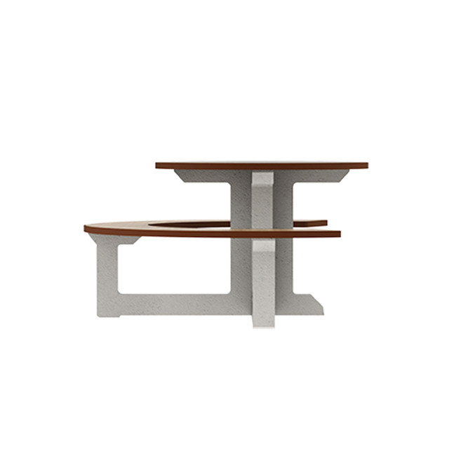 Round Table + Built-in Block 3 + 1 Seater Rolia PMR Concrete / Metal / HPL - Sandy White / Anthracite 7016 / Clear Chene