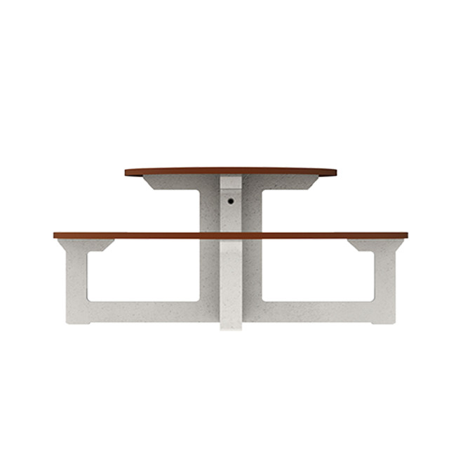 Round Table + Built-in Block 3 + 1 Seater Rolia PMR Concrete / Metal / HPL - Sandy White / Anthracite 7016 / Clear Chene