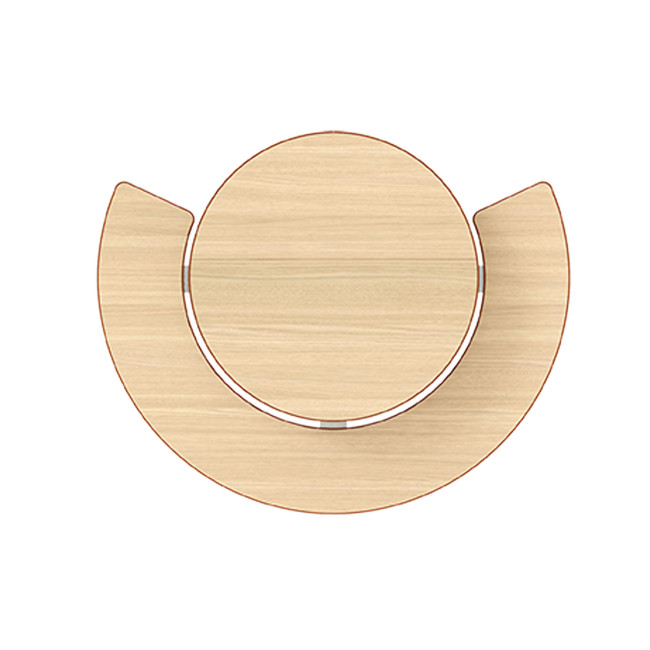 Round Table + Built-in Block 3 + 1 Seater Rolia PMR Concrete / Metal / HPL - Sandy White / Anthracite 7016 / Clear Chene