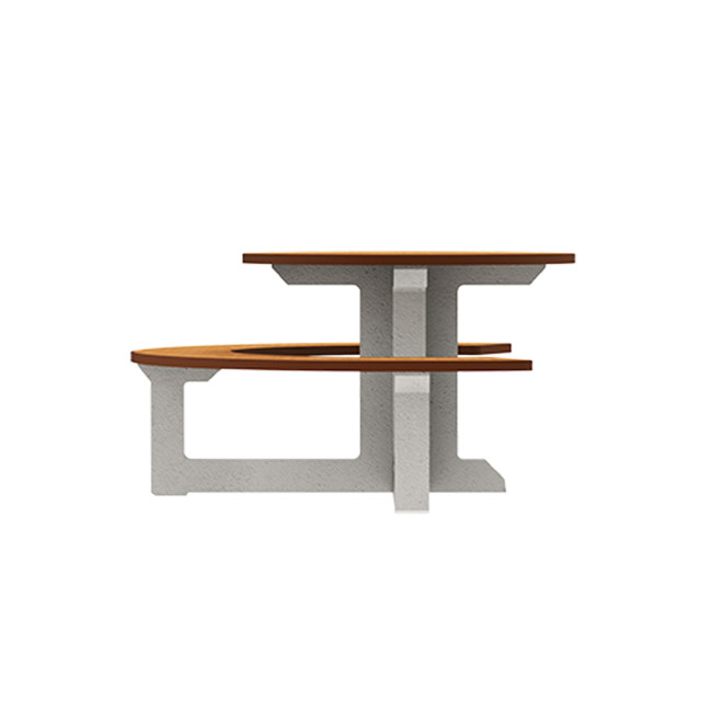 Round Table + Built-in Block 3 + 1 Seater Rolia PMR Concrete / Metal / HPL - Sandy White / Anthracite 7016 / Clear Chene