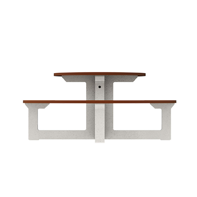 Round Table + Built-in Block 3 + 1 Seater Rolia PMR Concrete / Metal / HPL - Sandy White / Anthracite 7016 / Clear Chene