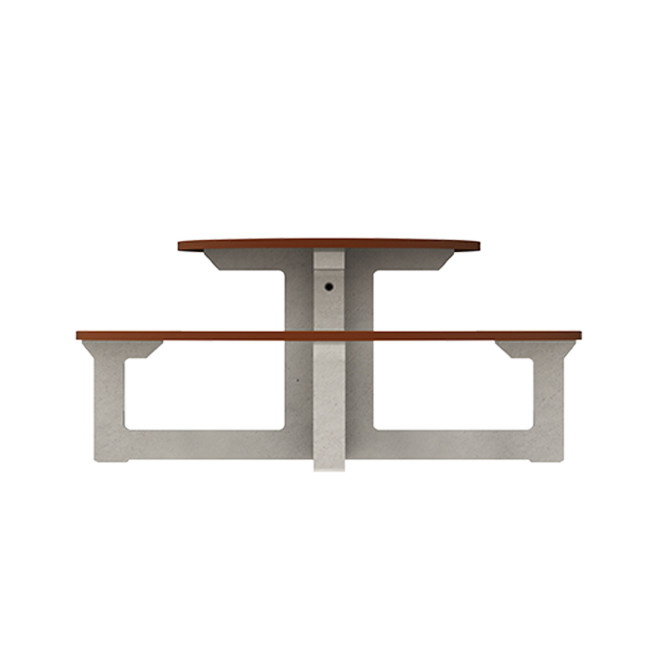 Round Table + Built-in Block 3 + 1 Seater Rolia PMR Concrete / Metal / HPL - Sandy White / Anthracite 7016 / Clear Chene