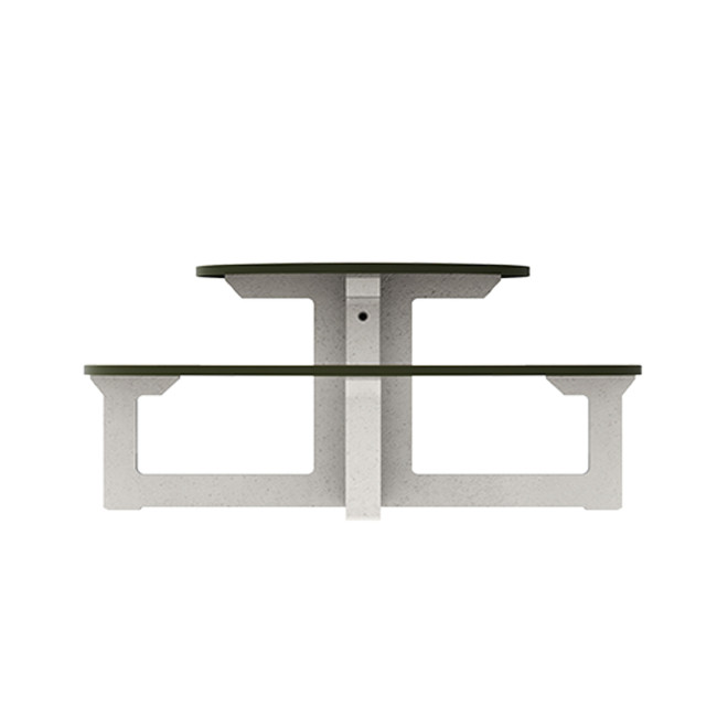 Round Table + Built-in Block 3 + 1 Seater Rolia PMR Concrete / Metal / HPL - Sandy White / Anthracite 7016 / Clear Chene