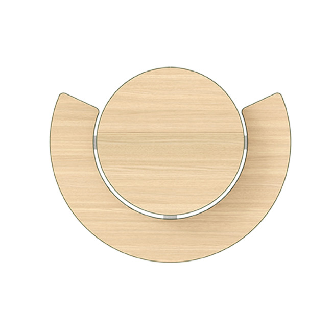 Round Table + Built-in Block 3 + 1 Seater Rolia PMR Concrete / Metal / HPL - Sandy White / Anthracite 7016 / Clear Chene