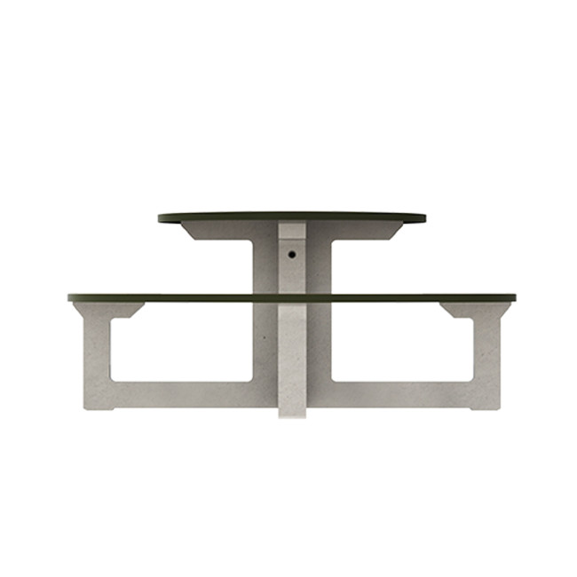 Round Table + Built-in Block 3 + 1 Seater Rolia PMR Concrete / Metal / HPL - Sandy White / Anthracite 7016 / Clear Chene