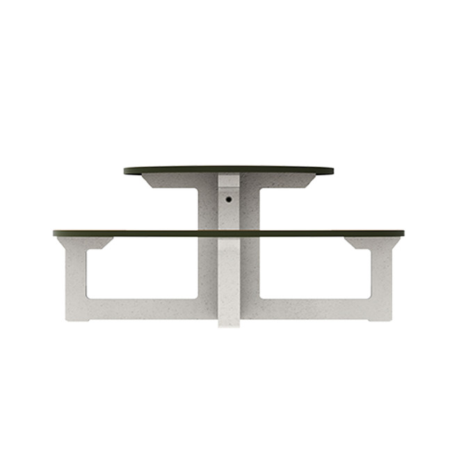 Round Table + Built-in Block 3 + 1 Seater Rolia PMR Concrete / Metal / HPL - Sandy White / Anthracite 7016 / Clear Chene