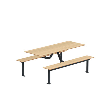 Rectangle Table + Hanging Fan Moka Metal / HPL - 6places - anthracite 7016 / clear chene