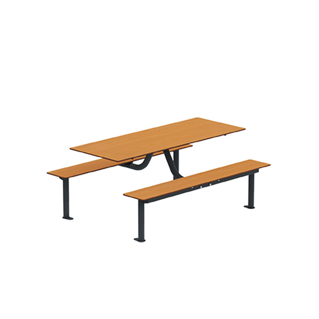 Rectangle Table + Hanging Fan Moka Metal / HPL - 6places - anthracite 7016 / clear chene