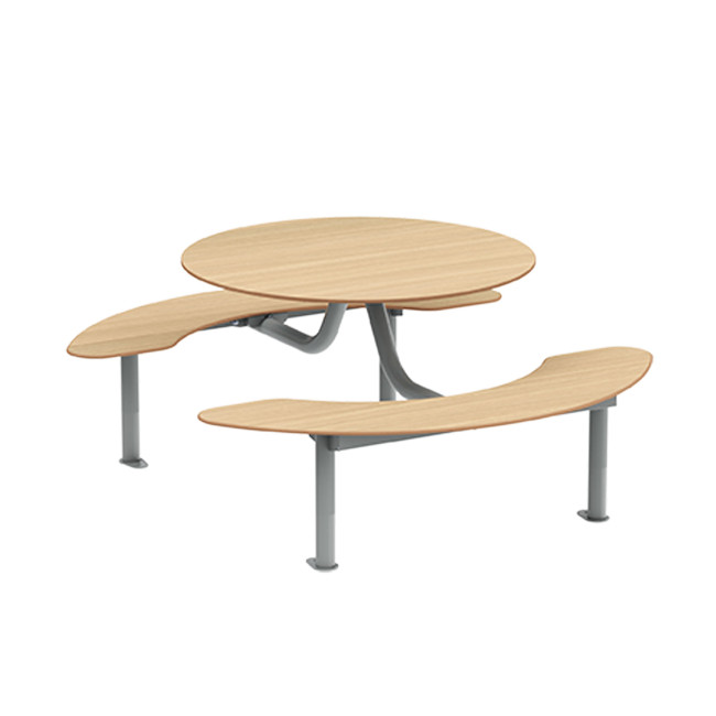 Round Table + Hanging Banquettes Moka Metal Rights Feet / HPL - 6places - anthracite 7016 / clear chene