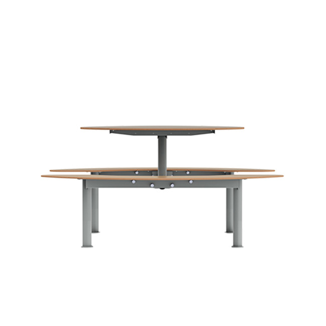 Round Table + Hanging Banquettes Moka Metal Rights Feet / HPL - 6places - anthracite 7016 / clear chene