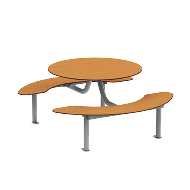 Round Table + Hanging Banquettes Moka Metal Rights Feet / HPL - 6places - anthracite 7016 / clear chene