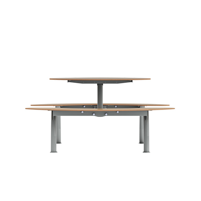 Round Table + Hanging Banquettes Moka Metal Inclined Feet / HPL - 6places - anthracite 7016 / clear chene