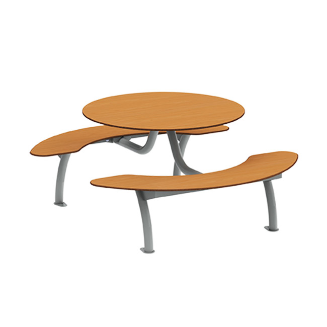 Round Table + Hanging Banquettes Moka Metal Inclined Feet / HPL - 6places - anthracite 7016 / clear chene