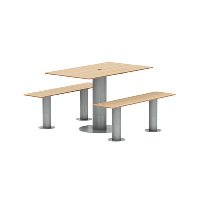 Rectangle Table + Metal Moka Fan / HPL HPL + Parasol - 4places - anthracite 7016 / clear chene