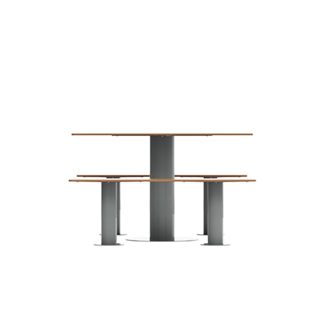 Rectangle Table + Metal Moka Fan / HPL HPL + Parasol - 4places - anthracite 7016 / clear chene
