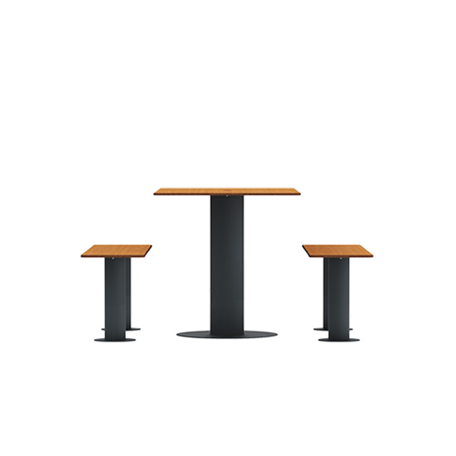 Rectangle Table + Metal Moka Fan / HPL HPL + Parasol - 4places - anthracite 7016 / clear chene