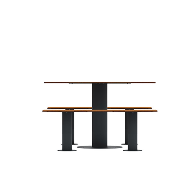 Rectangle Table + Metal Moka Fan / HPL HPL + Parasol - 4places - anthracite 7016 / clear chene