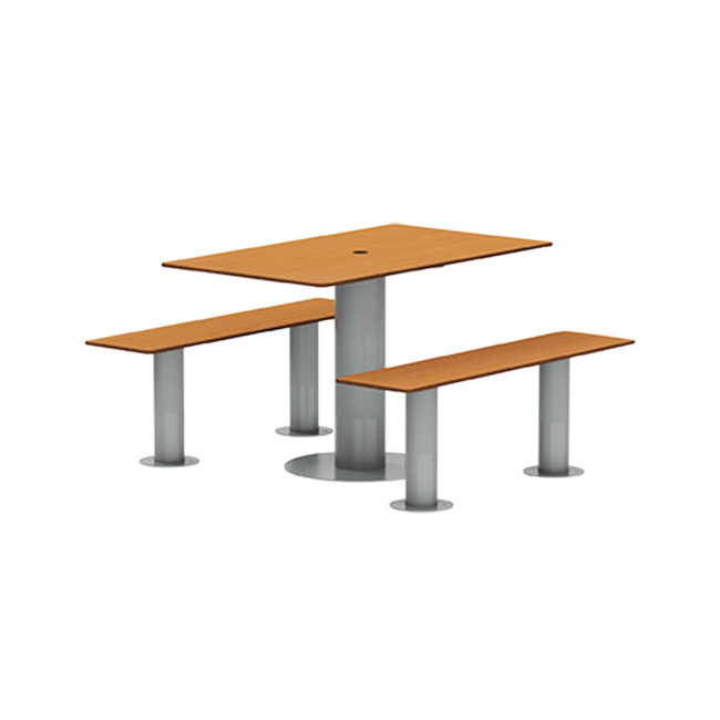 Rectangle Table + Metal Moka Fan / HPL HPL + Parasol - 4places - anthracite 7016 / clear chene
