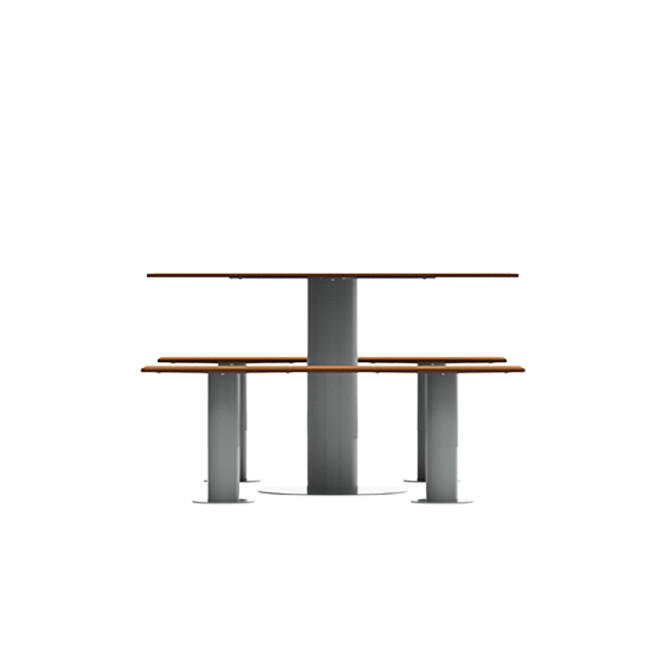 Rectangle Table + Metal Moka Fan / HPL HPL + Parasol - 4places - anthracite 7016 / clear chene